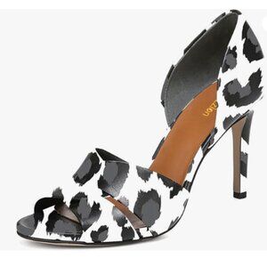 Pazzion Cow Open Toe High Heeled D'Orsay Pumps Slip On Two Pieces Sandals